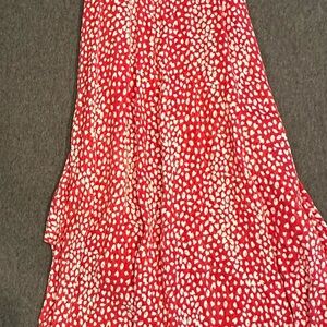 Maje Red and White Ruffled Tiered Maxi Dress